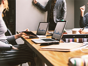 workers in vibrant office